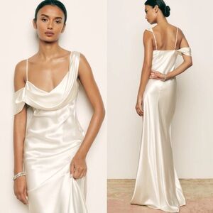 Reformation Ronda Silk Wedding Gown Maxi Dress Ivory